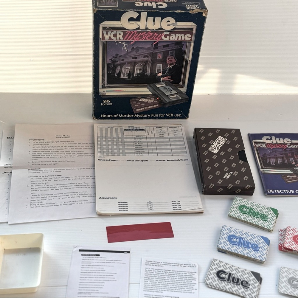 Clue VCR Mystery Game 1985 Parker Brothers VHS